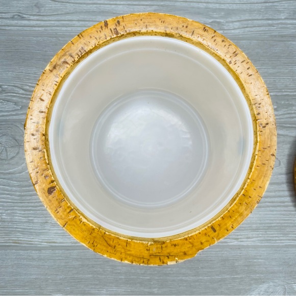 Vintage rare Cork and brass ice bucket bar wear 1940s retro glam with brass pear - Picture 16 of 16